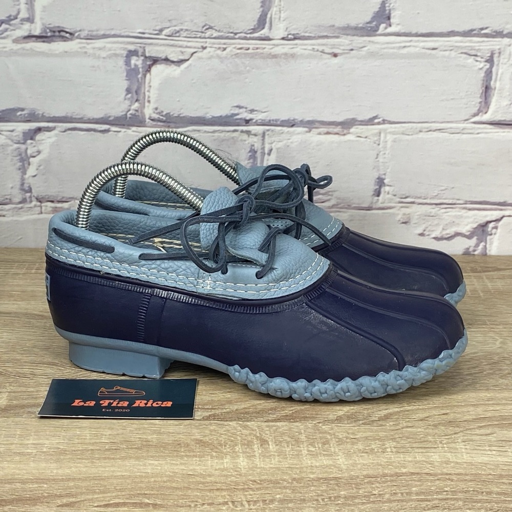 L.L. Bean Women's Rubber Moccasins - Navy and Light Blue